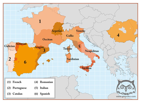 The Italic/Romance language branch of Indo-European including Portuguese, Galician, Asturian, Castilian Spanish, Catalan, Aragon, Occitan, French, Arpetan, Gallic, Venetic, Tuscan, Sardinian, Italian, Neapolitan, Sicilian, Romanian